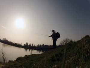 cast Casting to a rising fish from the bank
