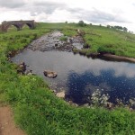 The Calder Burn below the old Railway Bridge