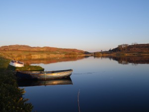 Boat moored on loch