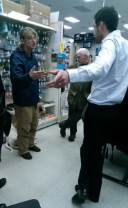 Angler talking to official