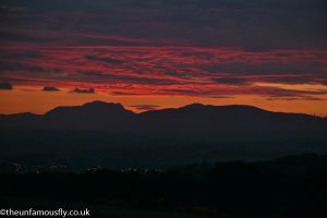 Sun set over the Trossachs and Dunblane
