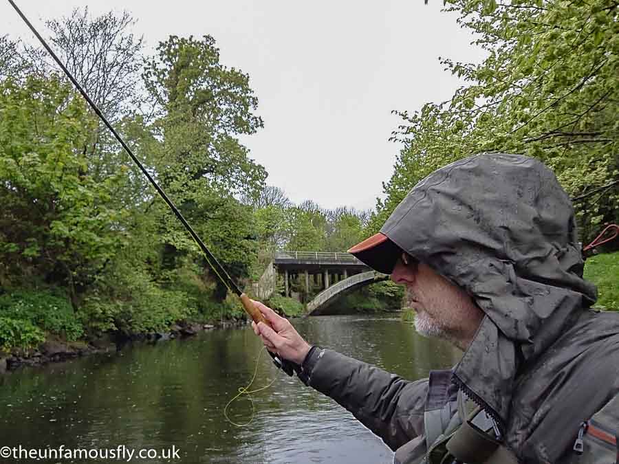 Fishing in the rain.