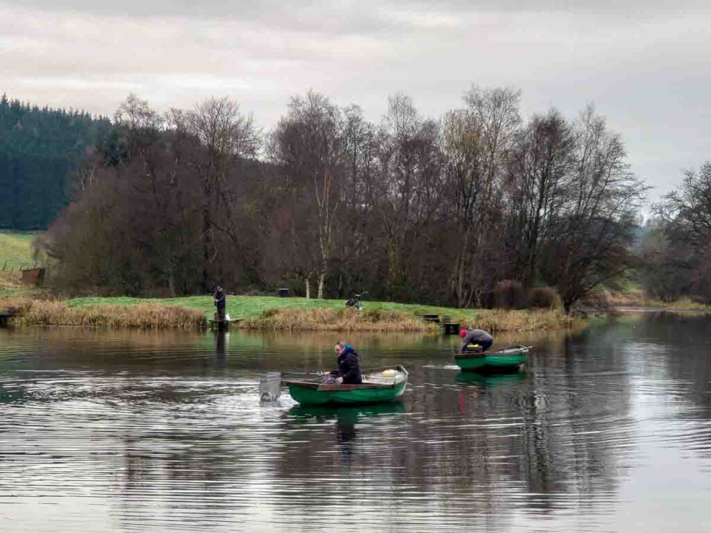 Boys on the boats Bagging up