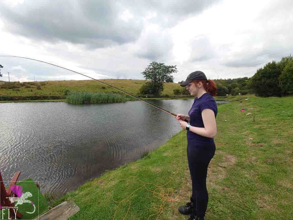 Erin about to get the fish to the net